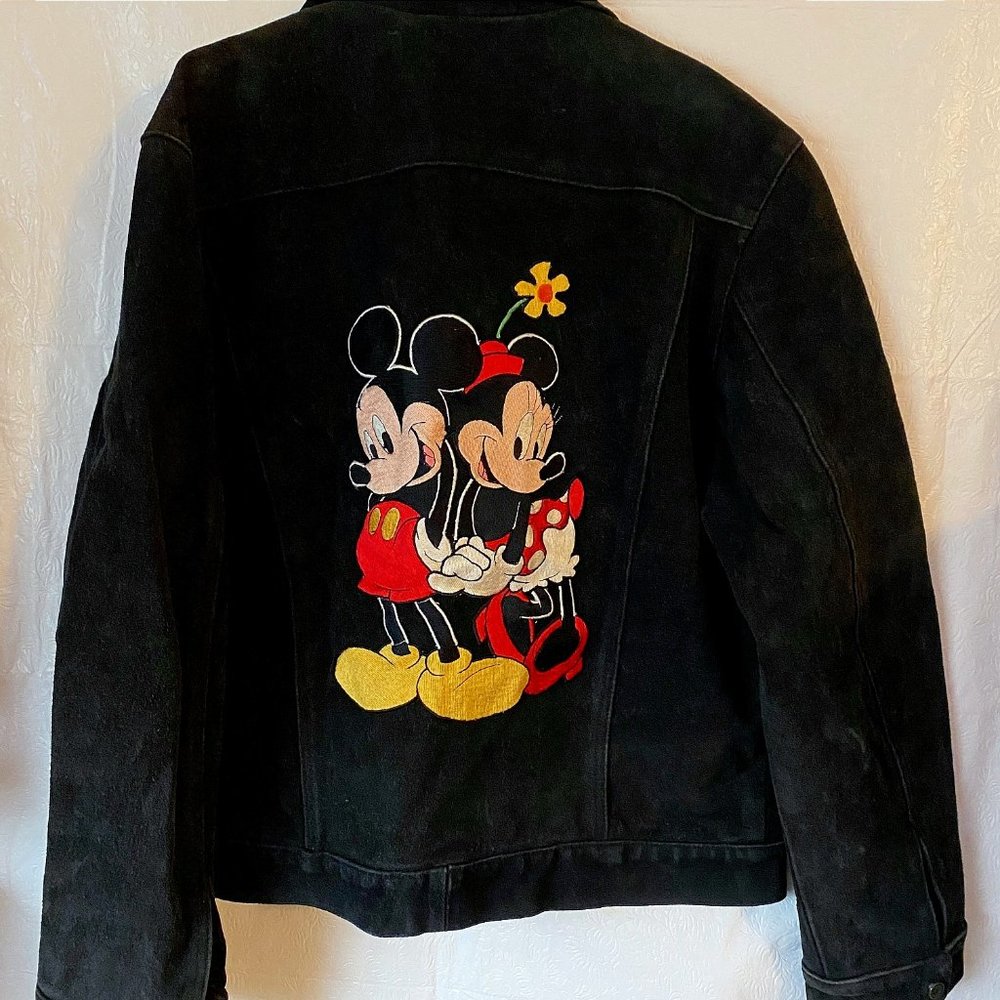 Mickey Mouse Suede Leather Coat Vintage Rare SZ XL